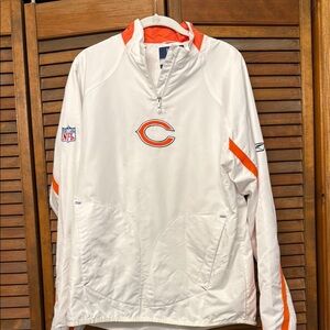 White and Orange Chicago Bears NFL Pullover Jacket  Runs big I think